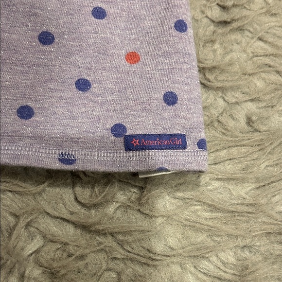 American Girl Recess Ready French Terry Shimmery Purple and Pink Polka Dot Dress - Picture 2 of 6